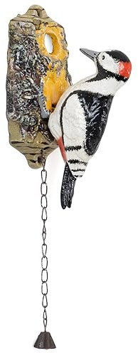 Moritz Design Türklopfer Specht mit Kette Gußeisen Antik Stil Klopfer Klingel 9,5 x x 20,5 cm