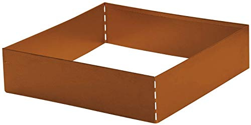Gartenwelt Riegelsberger gräskant Square Corten 40 x 40 cm – fyrkantig rabattinfattning av cortenstål, höjd 13 cm, gräsmatta begränsning och inredning