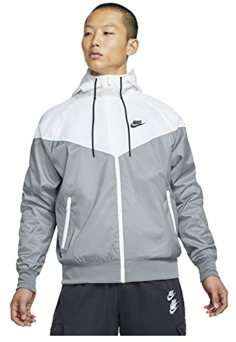 Nike NSW HE WR HD WVN JKT Homme,Gris (Smoke Grey/White/Smoke Grey/Bl), S