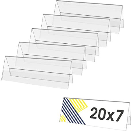 Danieli | Cavalieri da Tavolo in Acrilico Trasparente leggibili da entrambi i lati. Espositore da banco portanome e Portaprezzi da vetrina. (20x7x6 (6 pezzi))