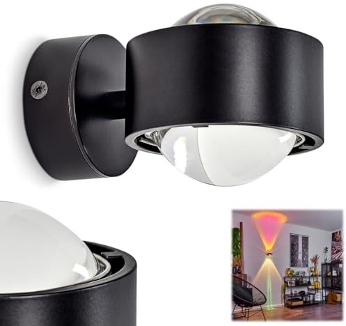 Vägglampa Sapri, modern väggspotlight av metall/glas i svart/klar, 1 x G9, utan glödlampa, väggspot med fantastisk ljuseffekt, Up&Down-lampa, leveransomfattning: 1 x färgfilter magenta