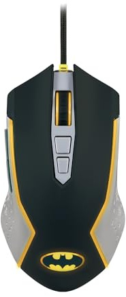 FRTEC - Batman Edition Gaming Mouse, Yellow LED Lighting, Adjustable DPI, Wired, Official DC Collection, Fast and Precise Movement, Configurable Side Buttons