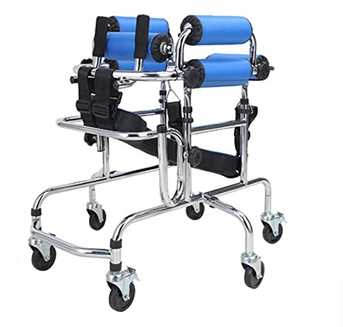 Gåhjälp för funktionshindrade barn med hjul Barnrehabiliteringsrollator, med vadderad sits för barn, tonåringar, höjdjusterbar, C (A)