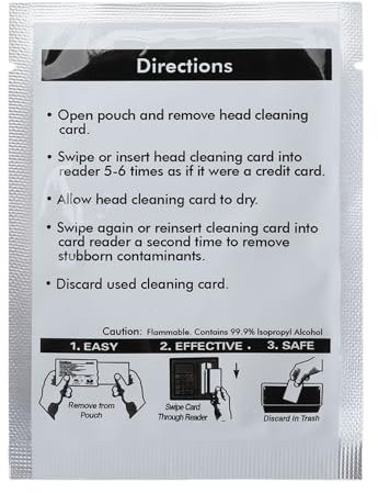 50 Stück Kreditkartenleser Reinigungskarten, POS Swipe Kartenleser Reiniger mit Einzeln Verpackten POS Swipe Terminal Reinigungskarten