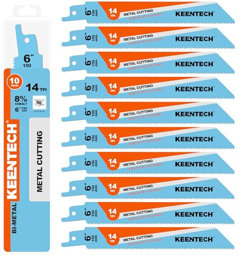 KEENTECH Lot de 10 lames Sawzall de 15,2 cm 14 TPI pour la coupe du métal, compatible avec les scies sabres