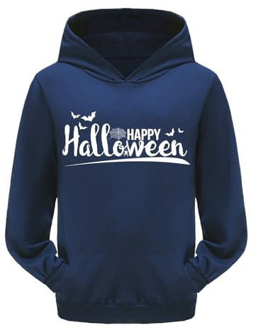 Sunfashion Pullover Mädchen 146 152 Halloween Langarm Cartoon Drucke Warme Hoodie Pullover Tops Kinder Hosen Mädchen Teenager (Navy, 2-3 Years) Halloween Kostüm Vampir