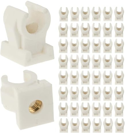tecuro 50 Stück Rohrclip Rohrschelle Klemmschelle einfach 8mm - mit Messing Gewindebuchse M6, aus Kunststoff - Weiß, für Rohre und Schläuche Ø 8 mm