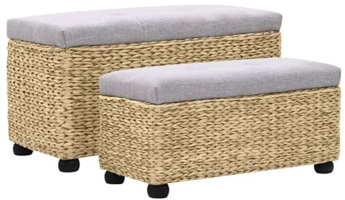 Brokky Ensemble de Banc 2 pcs Jacinthe d'eau Gris,Banc D'Extérieur,Banc Plastique Blanc,Mini en Plastique Jardin