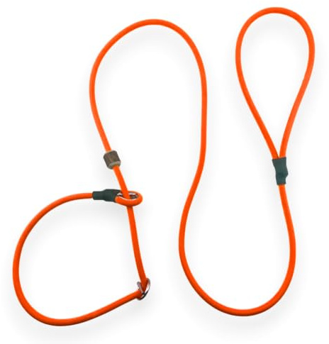 Romneys Moxonleine Biothane Neon Pro, guinzaglio impermeabile per cani, per allenamento, caccia e passeggiate, resistente alle intemperie e robusto, lunghezza regolabile, colore neon (arancione fluo)