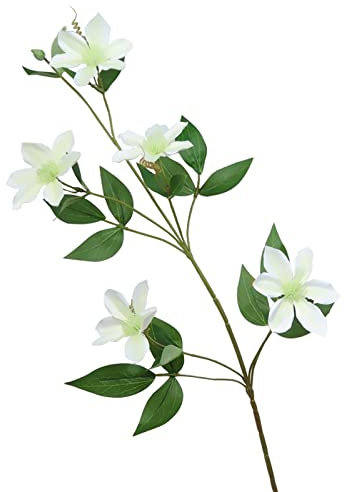 4 St Konstgjorda Klematis Blomgrenar 31,5 Tum Lång Stjälk Simulering Klematis Bukett med Gröna Blad Siden Blommor Arrangemang för Bröllop Hem Bord Party Dekoration (A)
