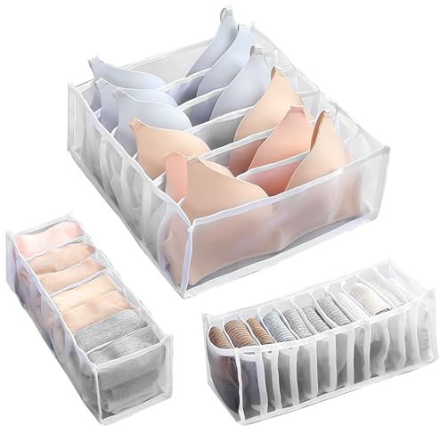 3 pezzi Organizer per cassetti per biancheria intima Organizzatore di vestiti Organizzatore cassetti intimo pieghevoli Organizzatore per cassetti per calzini Divisorio per cassetti lavabile portatile