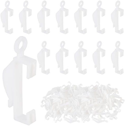 CHIHEUNG 200 Ganchos de Plástico para Cortinas, Deslizadores Suaves para Rieles de Ventana, Ducha, Puerta y Vestidor - Blanco 5x2 cm