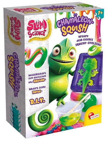 Lisciani Slumi Science Squish Camaleonte – Esperienza Chimica Fai da Te dai 7 Anni – Giocattolo Termico a pressare – Cambiamento di Colore alla Temperatura – Kit Fai da Te per Bambini con Forma