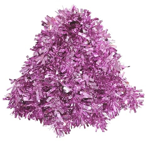 AMLOOPH Pink Tinsel, 10m Thick Pink Tinsel Garland For Christmas Tree Decorations, Chunky Christmas Tinsel Coarse Garland For Stairs Ceiling Door Xmas Home Decoration