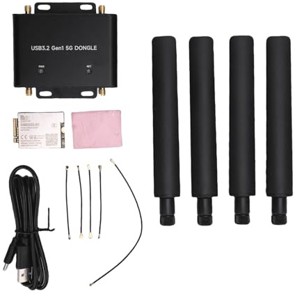 Jenngaoo Chiavetta 5G USB3.2 Gen1 con Espansione M.2 Key B, Quattro Antenne in Lega di Alluminio per IoT CPE