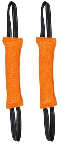Ziyonix 2 st bitande pudinhundar 30 cm bitande pudding leksak för hundar | Hundbett bogserleksak, interaktiv hundträningsleksak, 2 handtag, för dragkamp, återhämtning, orange