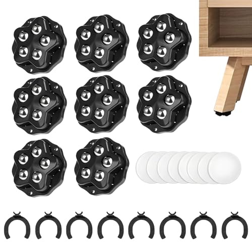 GmwyCzV 8 Piezas Mini Ruedas Adhesivas Giratorias, Ruedas Pequeñas Adhesivas, 360° Rueda Móvil Universal con 5 Bolas Cada Una, para Cajas De Almacenaje, Muebles Pequeños, Botes de Basura