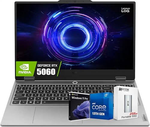 Lenovo LOQ Gaming Laptop, GeForce RTX 5060 8GB GDDR7, Intel 14-Core i7-13650HX(>Intel i9-12900),15.6 FHD 144Hz Display, 16GB DDR5 RAM, 512GB SSD, Backlit KB, MUX Switch, Win11 PRO, W/Res 256GB PSD