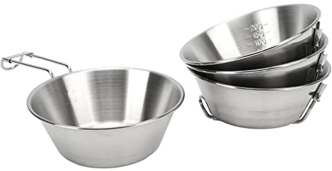 VGEBY Ustensiles de Camping, Bols en Acier Inoxydable 304, Bols de Camping Pliables Portables pour la Randonnée et la Randonnée, Ensemble de 4 Pièces d'une capacité de 300 Ml