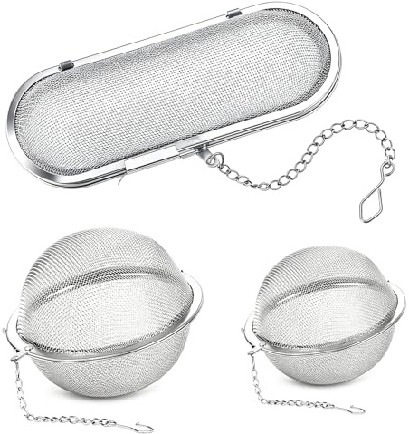 3 Piezas Filtro de Te, Infusor de Bola de té, Filtro Infusor Te con Cadenas, Colador de Té, Infúsor para Especias, Reutilizable y Fácil de Limpiar, para Tazas de Tés Teteras Especias