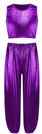 ranrann Fille Vêtements De Danse De Rue Ensemble Tops Brillants Et Pantalons Ensemble Danse Pour Filles En Pièces Costumes En Pièces Jazz