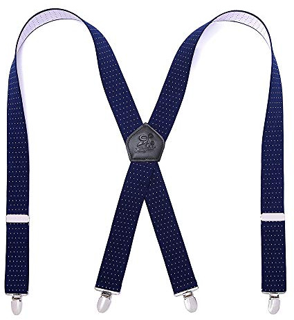 KANGDAI Men Braces Strong Metal Clips 4 X Back Durable Elastic Adjustable Suspenders Heavy Duty Mens Braces