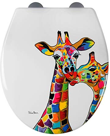 Croydex Art by Steven Brown Flexi-Fix Durable Toilet Seat Soft Close Rust Free (Francie & Josie)