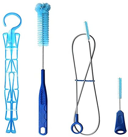 TANNOZHE Trinkblasen-Reinigungsbürsten-Set,Wasserblasen-Reinigungsset,4-in-1,kleine Bürste für Beißventil,große Bürste für Blasen und Faltbarer Aufhänger zum Trocknen