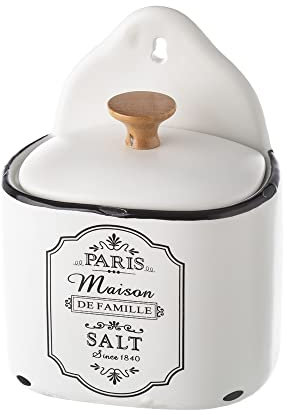 LOLAhome Salero París de stoneware blanco de 12x8x15 cm