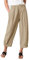 Les umes Femme Coton décontracté Cpri Pantalon Taille élastique Solide Pantalon Ample Baggy Harem Yoga Pantalon avec Poches Kaki L