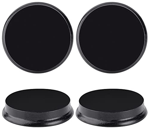 FINGERINSPIRE Base en Bois Modèle Rond (6.4x1.2cm) Surface Laquée Noire pour Poupée, Présentoirs en Argile ou en Poterie - Support D'Affichage