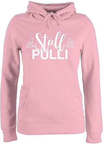 Pullover Damen Hoodie Frauen - Pferde - Stallpulli Lettering - S - Hellrosa - reitoberteil pferdeliebhaber stall hoody pferdepulloverdamen sprüche pferd pulli kapuze reithoodies reiten oberteile