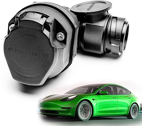 Shop4EV Adattatore angolare per rimorchio rimorchio per bicicletta, adattatore 90 gradi, connettore impermeabile, 13 poli, prodotto in Germania, compatibile con Tesla Model 3