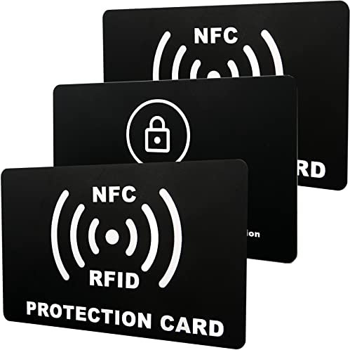 LABUYI 3 Stück RFID Blocker Karte, NFC Schutzkarte für Geldbörse, Schwarz, 5.5cm×8.5cm