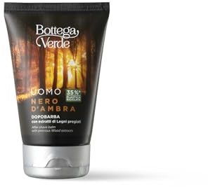 Bottega Verde - Balsamo Dopobarba, Nero d'Ambra, 75 ml, Lascia la Pelle Morbida, Allevia lo Stress da Rasatura, con Estratti di Legni Pregiati