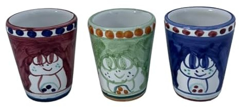 Set of 3 Hand-Painted Italian Ceramic Limoncello Glasses – 1.25 oz – Made in Italy – Colorful Frog Design – Traditional Shot Glasses for Limoncello, Grappa, or Espresso