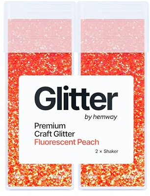Hemway Craft Glitter Shaker Fluorescent Peach Orange 130g x2 Pack Fine | for Resin & Epoxy Crafts, Christmas Art Supplies, Nail, Body, Face, Eye, Festival, Crafting, Slime, Sparkle