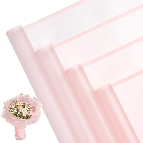 RUSPEPA 20 hojas de papel para envolver flores, impermeable, para ramos de flores, artículos de floristería para cumpleaños, fiestas, bodas y manualidades - Rosa