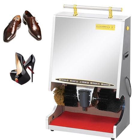 Naturalpowev Electric Shoe Shine Polisher, Automatic Household Shoe Polishing Machine, Stainless Steel Electric Shoe Polisher for Shoes, Boots,Bags, Sofa,Silver