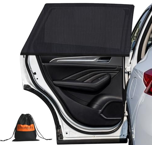 Ehomfory Sonnenschutz Auto Baby, (2 Stück) Universal Auto Sonnenschutz mit UV Schutz, [2025 Upgrade] Hochwertiges Atmungsaktive Spandex mit 6 Klettverschluss für 99% Autos