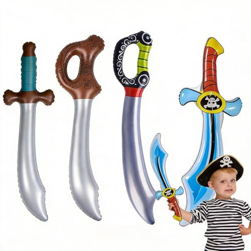 4pcs Costumi di Carnevale Gonfiabile Spada Pirata Palloncino Samurai Spada Gonfiabile Festa di Compleanno Giocattolo Ragazzi Halloween Carnevale Vestire Stage Play Cosplay Regali di Natale