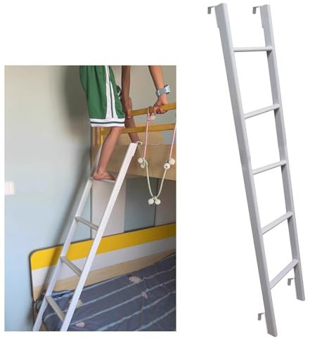 Etagenbettleiter für Wohnheime, Loft, 4/5 Stufen, Einzelbettleiter für Kinderzimmer, 116 cm/130 cm/140 cm/150 cm, Ersatz für einhängbare Etagenbettleitern, schräge Sicherheitsleiter für Wohn