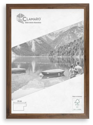 Clamaro Collage fotoram 100 x 140 | Valnöt | MDF-ram med okrossbart akrylglas, bakpanel och metallkrokar (ramprofil bredd 30 mm)