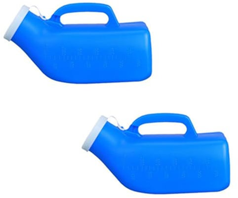 2 Pezzi Bottiglie per Urina da Uomo, 1200mL Plastica Spessa Catino da Letto per Uomo con Tappo Anti Goccia - Orinatoio - Pappagallo Portatile - Contenitore per Urine da Viaggio Orinatoio Portatile