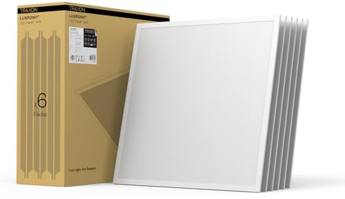 TRAXON LUXPOINT® Cajas x6 unidad Panel LED- Willi 40W 4000Lm 60x60cm Luz Fría 6500K driver integrado flicker free CRI80 IP20 techo falso *Marco No Incluido (Luz Fría 6500K 60x60 | Caja 6 unidad)