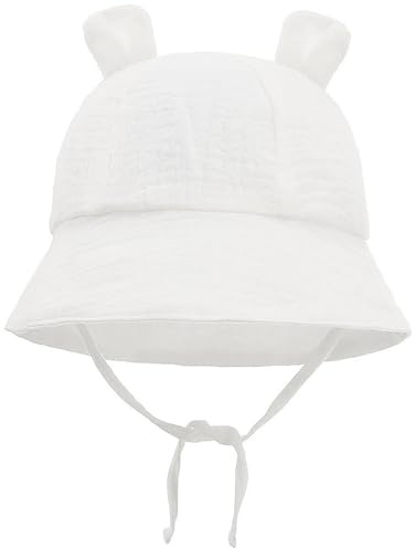 MCWTH Baby Toddler Bucket Hats Infants Sun Protection Hats for Kids Girls Summer Wide Brim Beach Hat 0-3 Years Old White