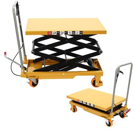 Elevador de Tijera Manual, Plataforma Elevadora Hidráulica, Carro de Plataforma Manual, Portátil y Duradero, para Almacenes y Fábricas,200kg