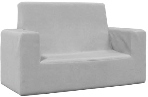 vidaXL Barnsoffa 2-sits ljusgrå mjuk plysch