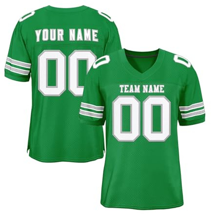 WEOPLKIN Jersey da Football Americano Personalizzata, Nome Numero Personalizzati Maglia Sportiva per Uomini Donne Giovani verde