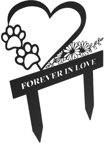 Abaodam Piquet Commémoratif en Métal pour Chien Plaque Funéraire Résistante aux Intempéries Silhouette de Chien Décoration de Jardin Solide Monument Funéraire Extérieur pour Animaux